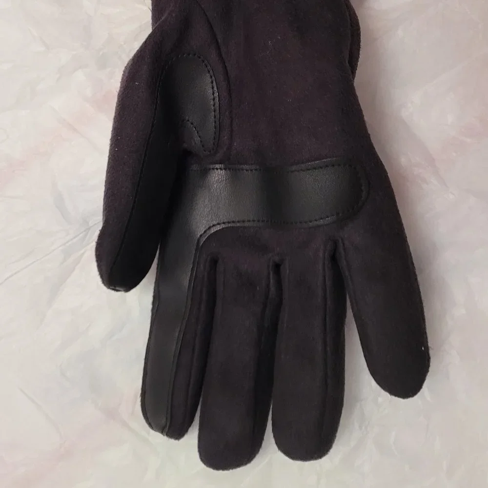 Isotoner Signature smartDRI Microsuede Touchscreen Gloves plush Black L XL New